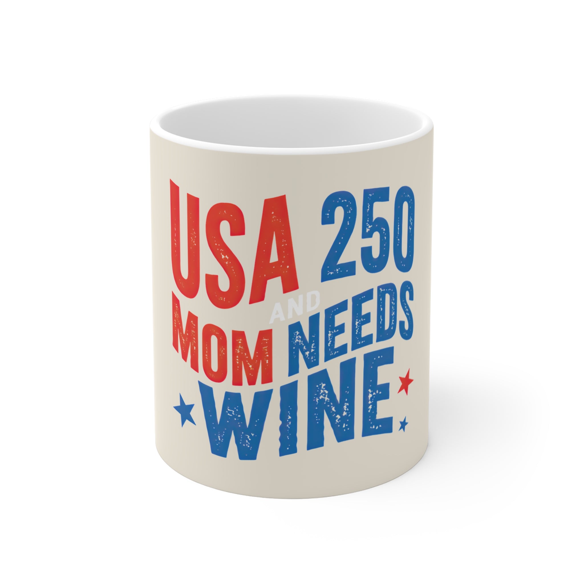 USA Mom Needs Wine Coffee Mug by Printify