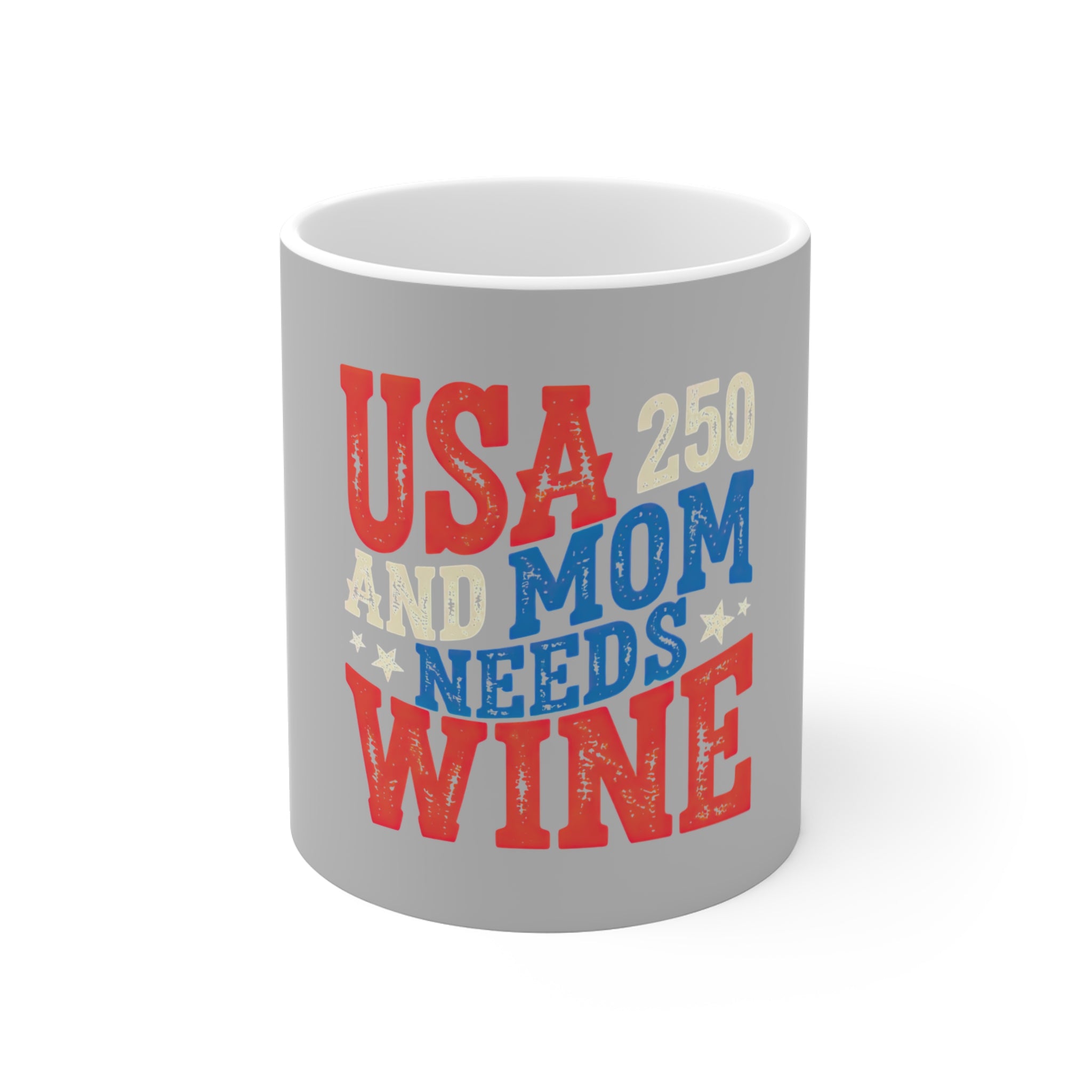 USA and Mom Needs Wine Coffee Mug by Printify