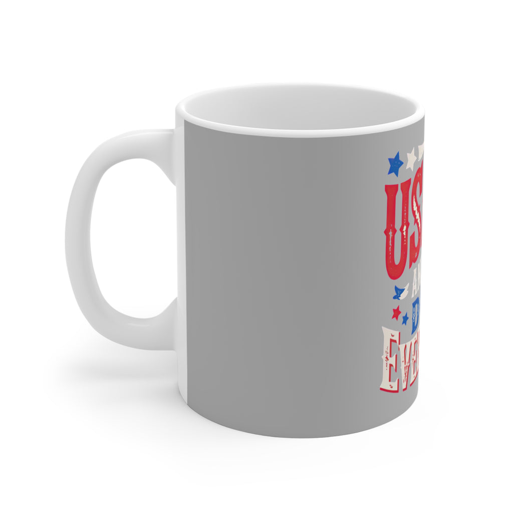 USA 250 And still doing everything Mug by Printify