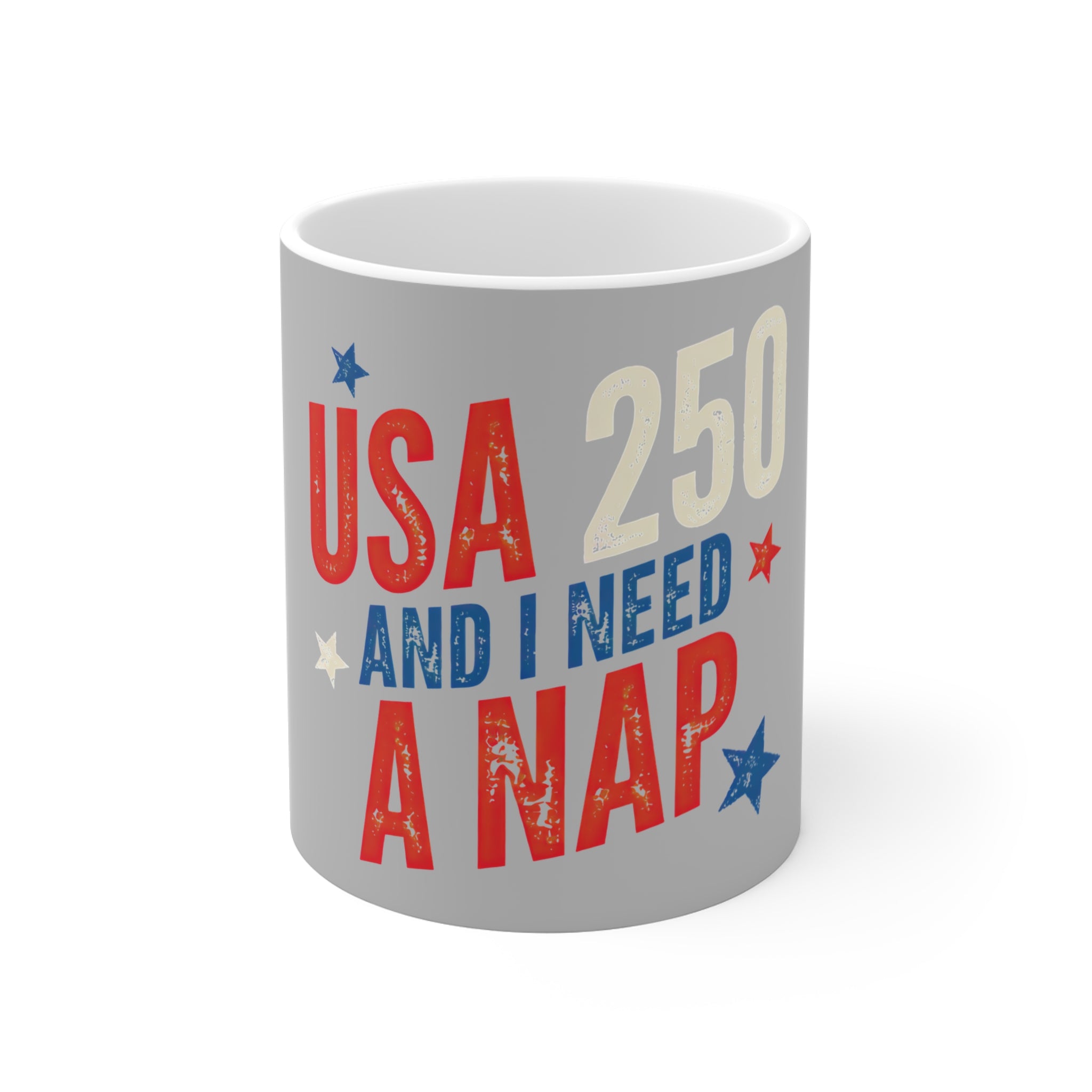 USA 250 and I Need a Nap Mug by Printify